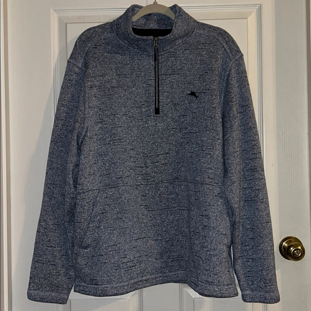 Tommy Bahama Mens Glacier Bay Heathered Blue Quarter Zip Pullover Size XL - Picture 4 of 11
